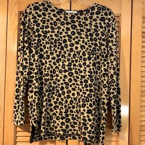 Tan and black print top M